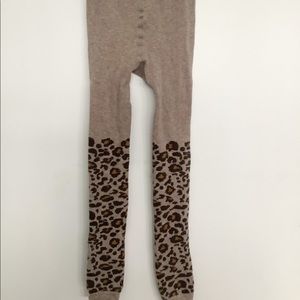 girls light brown leopard print tights